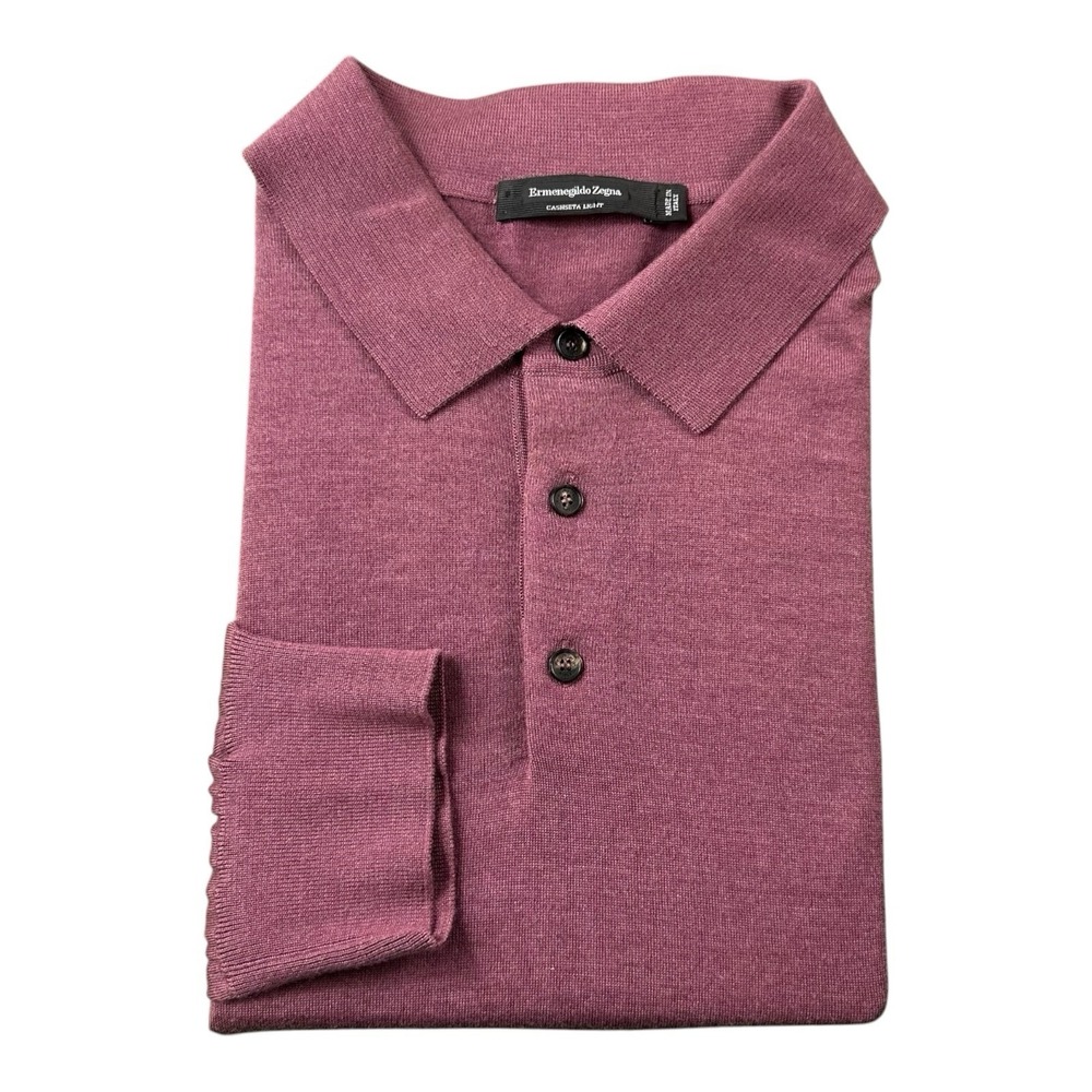 Ermenegildo Zegna Plum Purple Current Cashseta Mens L/S Polo Sweater 4XL 60 EU
